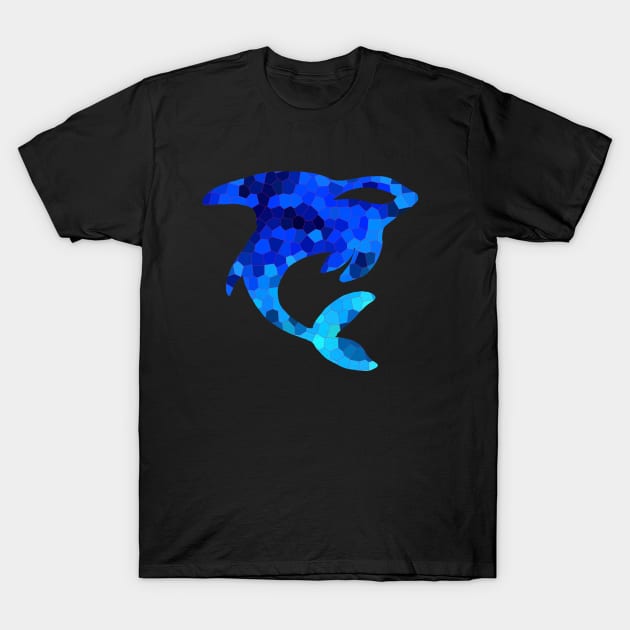 Orca Tattoo Blue Mosaic T-Shirt by ZeichenbloQ